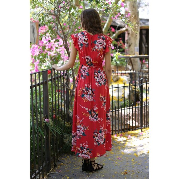 Angie Floral Maxi Romper, Red - Picture 4 of 4